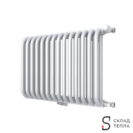 Радиатор 2 трубчатый Rommer 500 - 15 секций (боковое подключение, цвет белый RAL9016). Вид 1.