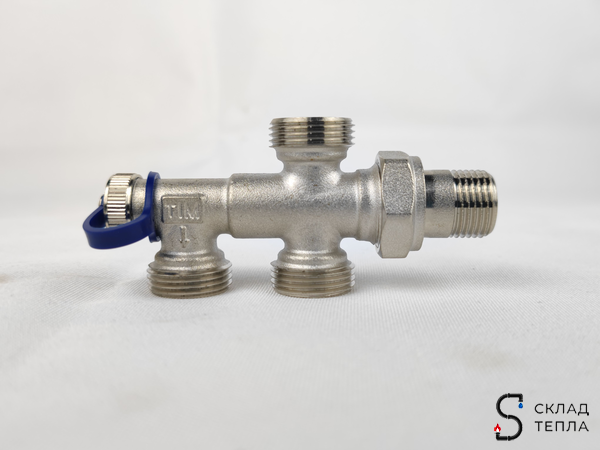 Узел для нижнего подключения радиатора TIM 1/2"х3/4"ЕК (для двухтрубных систем). Вид 5.