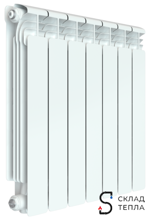 Радиатор алюминиевый Rifar Alum Ventil 500 - 7 секций (подключение нижнее слева). Вид 1.