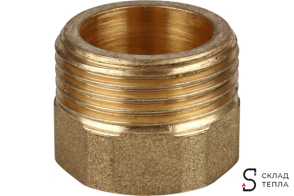 Сгон прямой латунный ITAP 151 - 1/2" (ВР/НР, с плоской прокладкой). Вид 6.