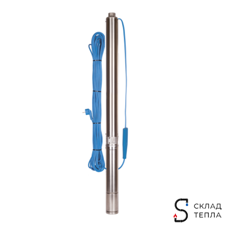 Насос скважинный Aquario ASP 1E-75-75 - 0,92 кВт (однофазный, Hmax 85 м, Qmax 50 л/мин, кабель 50 м). Вид 1.
