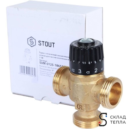 Термостатический смесительный клапан STOUT 1" (30°-65°C, KVs 1,8 м³, центральное смешиванивание). Вид 13.