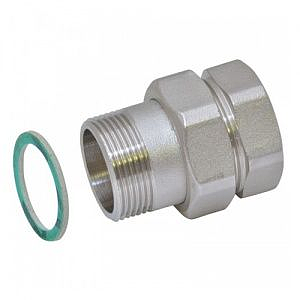 Соединение быстроразъемое (американка) латунное STOUT - 1/2' (ВР/НР,никель,уплотнение по плоскости)