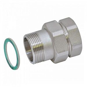 Соединение быстроразъемое (американка) латунное STOUT - 1/2' (ВР/НР,никель,уплотнение по плоскости)