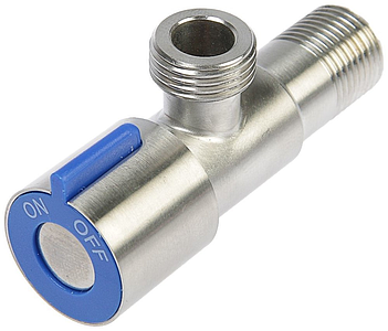 Вентиль угловой TIM 1/2' x 1/2' (НР/НР, с отражателем, нержавеющая сталь, керамическая кран-букса)