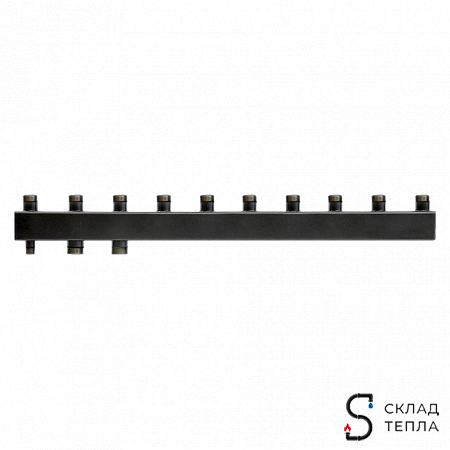 Коллектор котельной разводки Rommer - 1"1/2 на 5 контуров 1"1/2 (до 85 кВт, черная сталь). Вид 1.