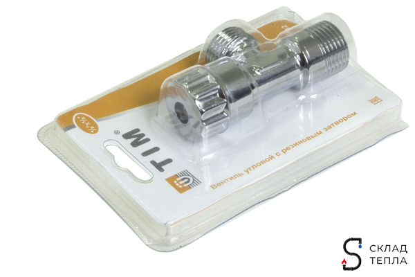 Вентиль угловой TIM - 1/2" x 1/2" (НР/НР, с отражателем, хромированный, 2шт). Вид 14.
