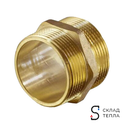 Ниппель латунный резьбовой равнопроходный TIM - 1/2". Вид 1.