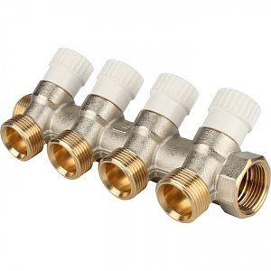 Коллектор регулирующий STOUT- 1' (НР/ВР) на 4 контура 1/2'(плоское уплотнение)