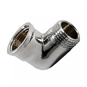 Отвод 90° латунный резьбовой равнопроходный TIM (НР/ВР) - 1' (хромированный)