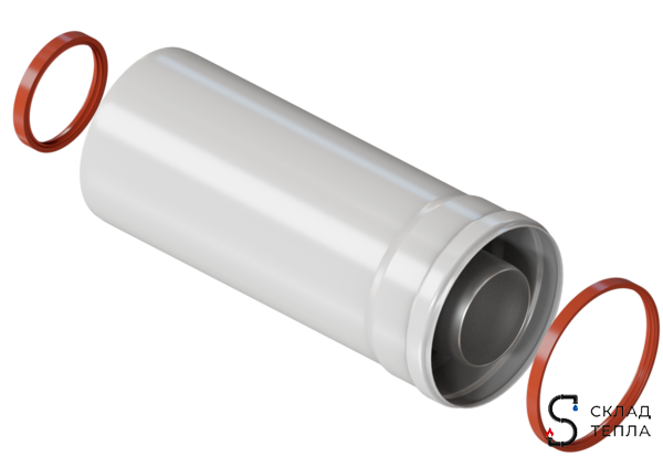 Труба для коаксиального дымохода Rommer 60/100 L 250. Вид 1.