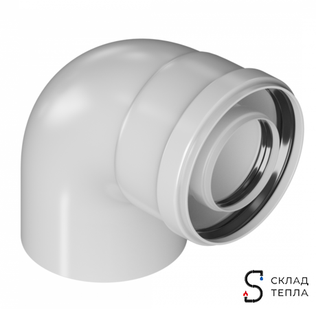 Отвод конденсационный Rommer 90гр. Ø60/100. Вид 1.