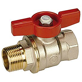 Кран шаровой полнопроходной Giacomini R914 - 1/2' (ВР/НР, PN42, Tmax 185°С, ручка-бабочка красная)