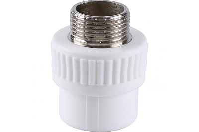 Переход на наружную резьбу VALFEX - 25 x 3/4" (для полипропиленовых труб, цвет белый) Переход на наружную резьбу VALFEX - 25 x 3/4' (для полипропиленовых труб, цвет белый)