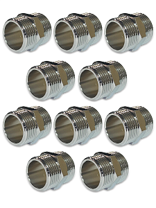 Ниппель латунный резьбовой равнопроходный TIM - 1/2' (хромированный, 10шт.)