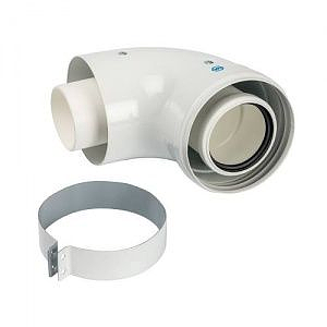 Отвод 90° для коаксиального дымохода STOUT D60/100 мм (для конденсационного котла Vaillant, Ariston)