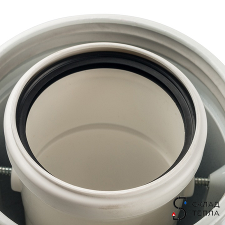 Отвод 90° с фланцем для коаксиального дымохода STOUT D60/100 мм (для конденсационного котла Bosch). Вид 4.