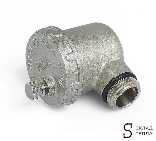 Воздухоотводчик автоматический угловой TIM - 1/2" (НР, воздухоотвод сверху, цвет никелированный). Вид 2.