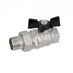 Кран шаровой полнопроходной Bugatti Oregon 322 - 1 1/4' (ВР/НГ, PN25, ручка-бабочка черная)