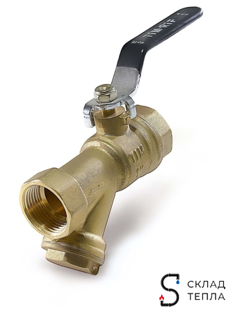 Кран с фильтром TIM - 1" (ВР/ВР, ручка рычаг, сетка 400 мкр.). Вид 3.