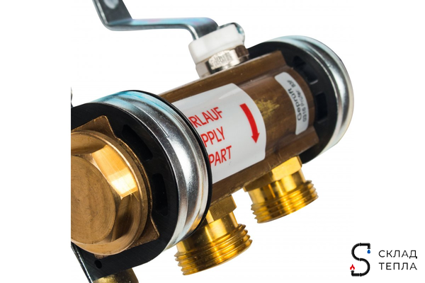 Коллекторная группа WATTS HKV/A - 1"ВР/ВР на 2 контура 3/4"EK (латунь). Вид 3.