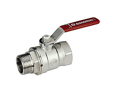Кран шаровой Giacomini R254DL - 1 1/2' (ВР/НР, PN35, Tmax 185°С, ручка-рычаг красная)
