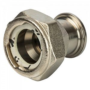 Соединение разъемное STOUT - 3/4' (с плоским уплотнением и обратным клапаном, никелированное)