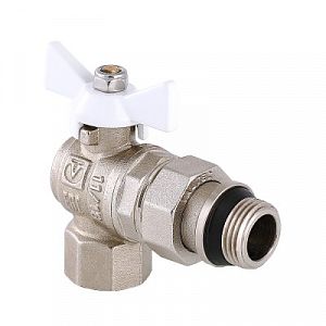 Кран шаровой с американкой угловой VALTEC BASE 1/2" (ВР/НГ, ручка бабочка белая, с доп. уплотнением) Кран шаровой с американкой угловой VALTEC BASE 1/2' (ВР/НГ, ручка бабочка белая, с доп. уплотнением)