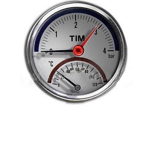 Термо-Манометр TIM Y-80 радиальный (D-80 мм, 0-6 бар) (2 шт.) Термо-Манометр TIM Y-80 радиальный (D-80 мм, 0-6 бар) (2 шт.)