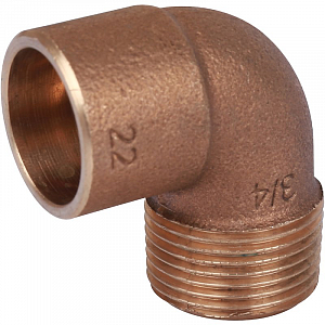 Переход на наружную резьбу угловой Sanha 22х3/4'  для медных труб под пайку 4092g