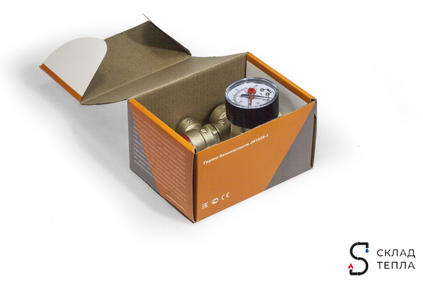 Группа безопасности котла TIM - 1" х 3/4" (до 50кВт, 3 бар). Вид 4.