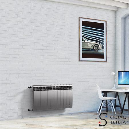 Радиатор биметаллический Royal Thermo BiLiner 500 Silver Satin (Серый) - 13 секций. Вид 3.