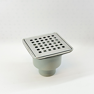 Трап вертикальный VALFEX 100х100 с выпуском 50мм (решетка и окантовка из нерж. стали)