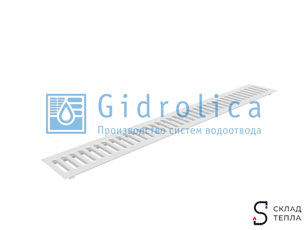 Решетка штампованная стальная оцинкованная DN100 Gidrolica 1000х136 мм. Вид 3.
