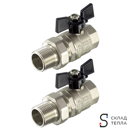 Кран шаровой полнопроходной TIM - 3/4" (ВР/НГ, PN40, ручка-бабочка черная, 2шт). Вид 2.