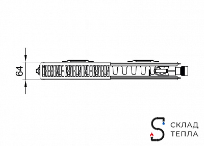 Радиатор стальной KERMI FTV 12 - высота 600 мм, длина 1600 мм с нижним подключением. Вид 14.