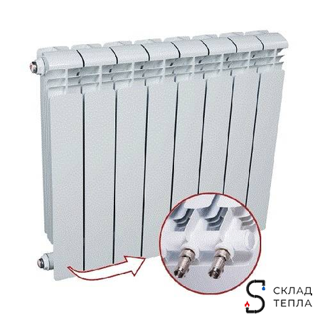 Радиатор алюминиевый Rifar Alum Ventil 350 - 6 секций (подключение нижнее слева). Вид 2.