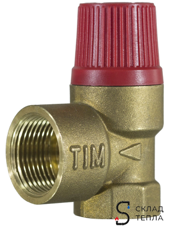 Клапан предохранительный TIM - 1/2" х 3/4" (ВР/ВР, Рн 3 бар, для систем отопления). Вид 4.