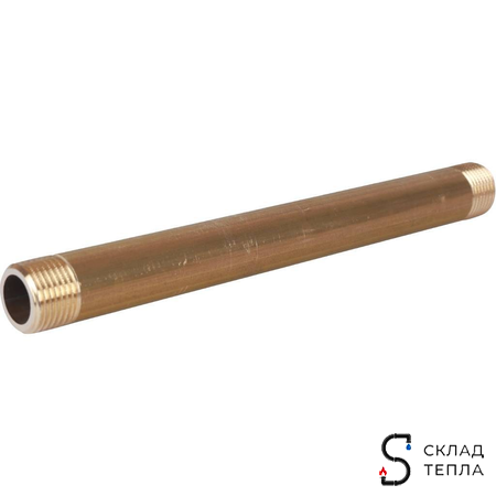 Удлинитель резьбовой STOUT - 1/2" длина 200 мм (НР/НР, цвет латунный). Вид 2.