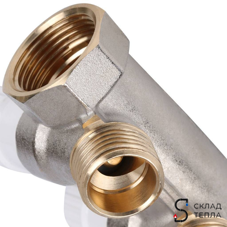 Коллектор регулирующий STOUT- 3/4" (НР/ВР) на 2 контура 1/2" (EK). Вид 7.