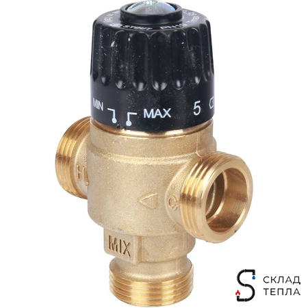 Термостатический смесительный клапан STOUT 3/4" (30°-65°C, KVs 2,3 м³, центральное смешиванивание. Вид 3.