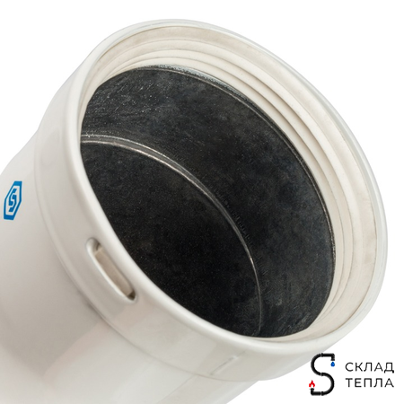 STOUT Элемент дымохода отвод 90° DN80 с инспекционным патрубком. Вид 5.