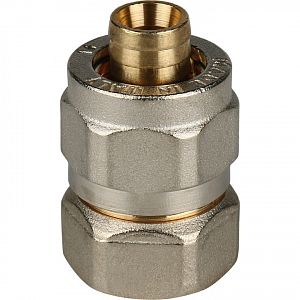 Переход на внутреннюю резьбу STOUT - 26 x 1" (винтовой, для металлопластиковых труб) Переход на внутреннюю резьбу STOUT - 26 x 1' (винтовой, для металлопластиковых труб)