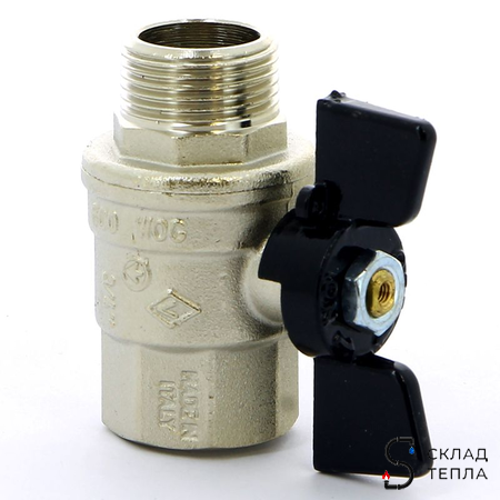 Кран шаровой полнопроходной Bugatti Oregon 307 - 1/2" (НР/ВР, PN64, ручка-бабочка черная). Вид 4.