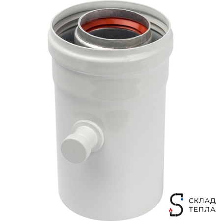 Конденсатосборник горизонтальный для коаксиального дымохода STOUT D60/100 мм. Вид 1.