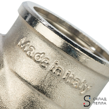 Отвод 90° латунный резьбовой переходной STOUT (ВР/ВР) - 1" x 3/4" (никелированный). Вид 7.