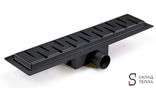 Трап-лоток из нержавеющей стали TIM 70х500 (черный матовый). Вид 1.