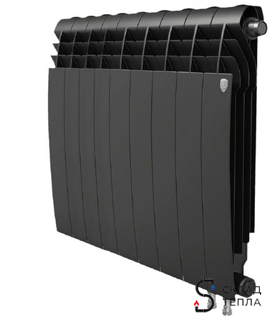 Радиатор биметаллический Royal Thermo BiLiner 500 V Noir Sable (Н) (Чёрный) - 9 секций. Вид 1.