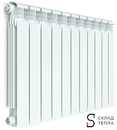 Радиатор алюминиевый Rifar Alum Ventil 500 - 11 секций (подключение нижнее слева). Вид 1.