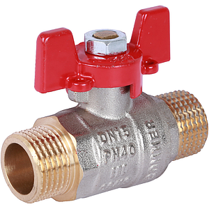 Кран шаровой полнопроходной Rommer - 1/2' (нр./нр.,PN40, ручка бабочка красная)